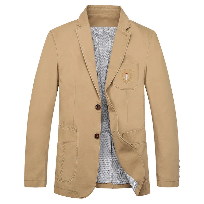 ZDC188 Khaki Пять цветов, мужской осенний Модный повседневный брендовый Блейзер, пальто, мужские Весенние хлопковые afs jeep блейзеры, приталенные костюмы, куртки, M-4XL - Цвет: ZDC188 Khaki