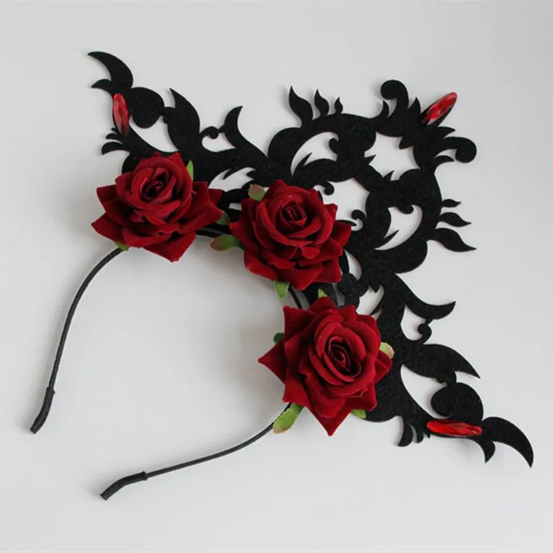 Heeda Готическая Королева Красная роза гипербольная Корона обруч для волос