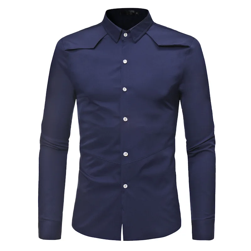 Мужская белая рубашка с длинным рукавом лацканами однотонные повседневные