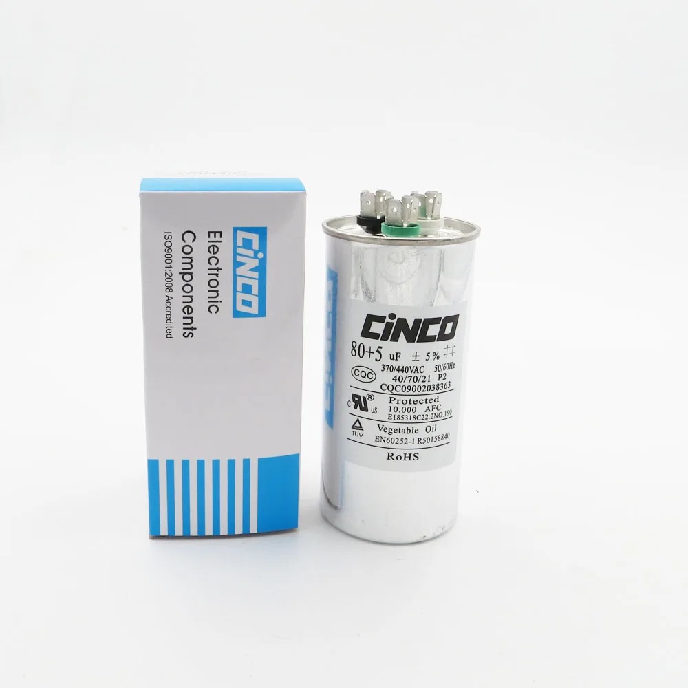 80 uF + 5 370/440VAC Run Capacitor Air Conditioner Compressor Motor Start CBB65 Aluminum Can P2 CBB65A-1 370V 440V | Обустройство