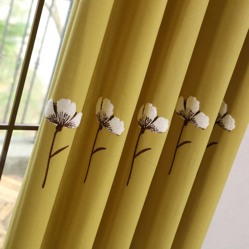 Semi-shading Countryside Villa Embroidered Curtains for Living Room Divider Chinese Sweet Bedroom Window Decor | Дом и сад