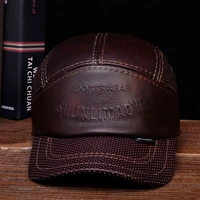 hl033 winter genuine hat leather men baseball cap cbd high quality mens real leather adult solid