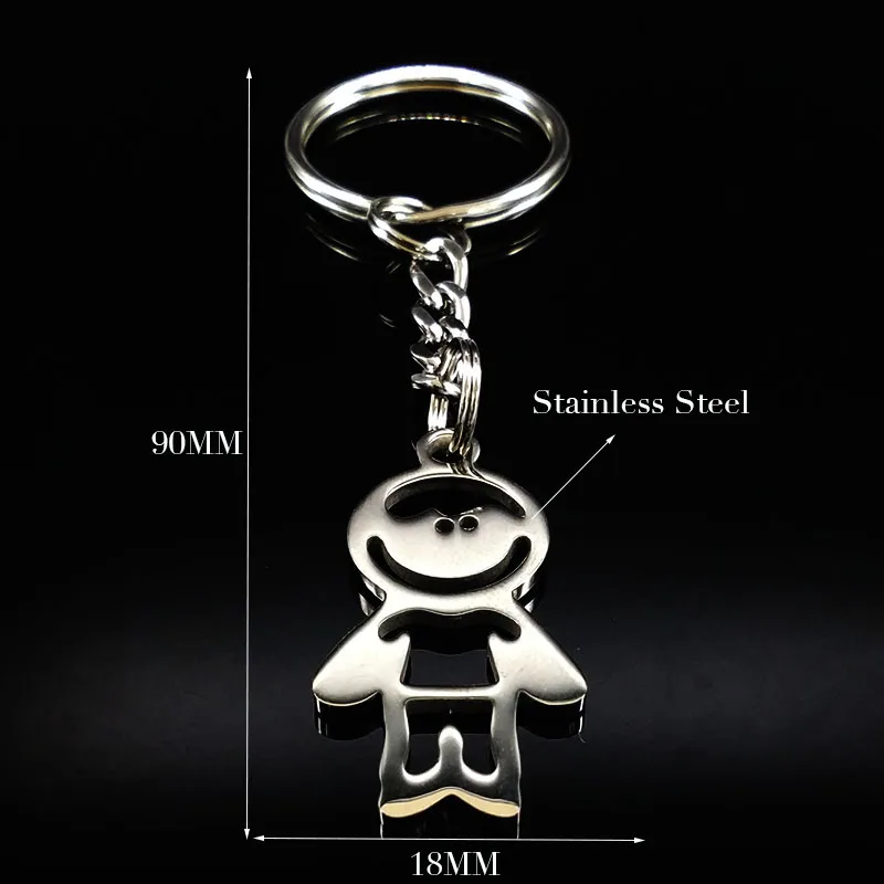 

2021 New Fashion Stainless Steel Boy Keyring for Women Silver Color Keychains Gifts Jewelry portachiavi donna K7632S01