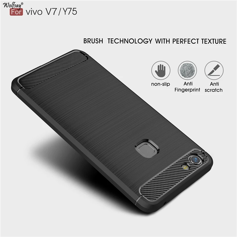 Wolfsay антидетонационных ЧЕХОЛ ДЛЯ Vivo V7 случае Y75 Мягкие TPU матовый чехол для BBK
