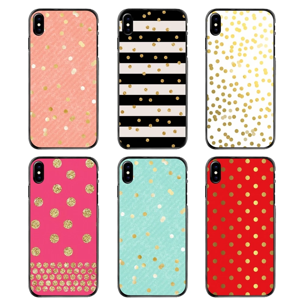 Красный розовый желтый золотой Confetti Dots искусства шаблон телефона Чехлы для iPhone 4