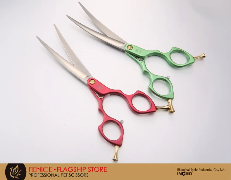 Fenice профессиональные красочные 6,5 дюймов изогнутые ножницы для стрижки домашних животных ножницы для собак кошек