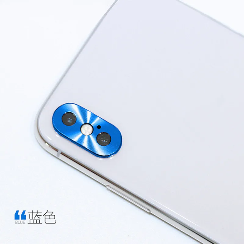 Металлический протектор объектива для iphone XS, XR, XS, Max, 7, 8 Plus, X, роскошная защита для камеры, круглый чехол, кольцо, защита Бампера, кольцо - Цвет: Синий