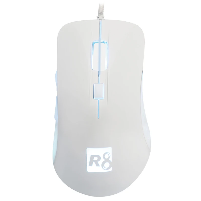 Белый R8, проводная 7 цветов, светодиодный, с подсветкой, дышащая игровая мышь, 2400 dpi, с регулировкой USB, эргономичная оптическая геймерская мышь, ноутбук, компьютер+ 6 кнопок - Цвет: Белый