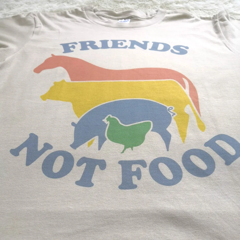 Футболка с надписью Friends Not Food Винтажная футболка подарок для веганов