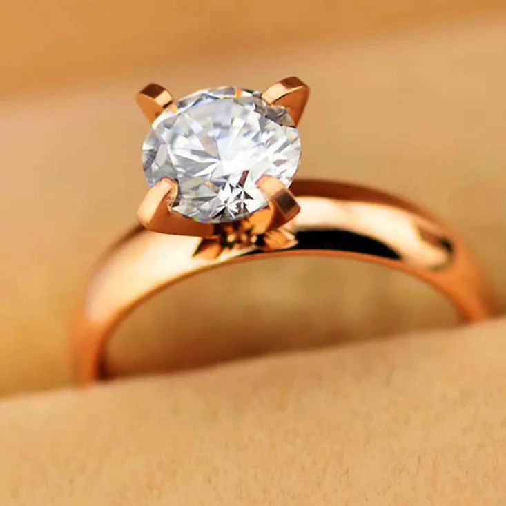 Обручальные кольца из титановой стали для женщин цвета розового золота новый