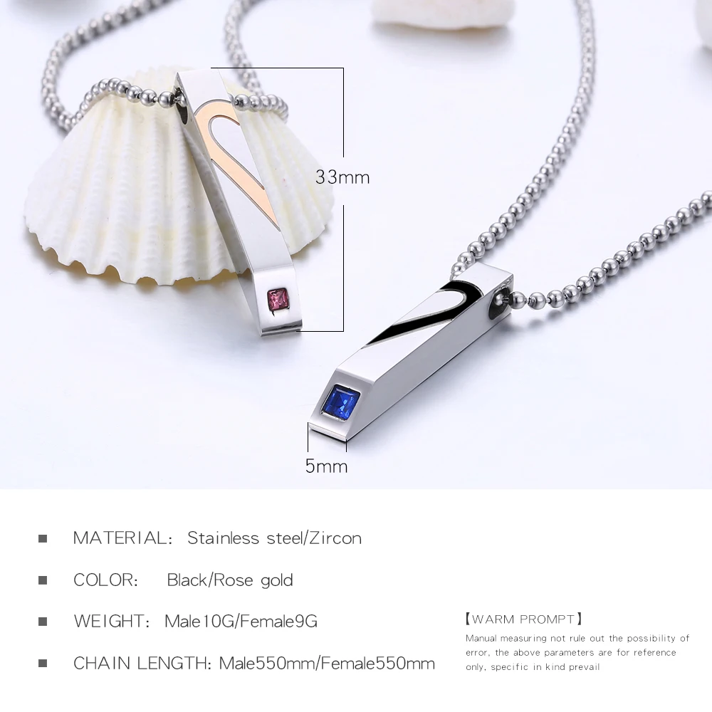 OPK Романтика Любовь Сердце Бусы цепочка Ожерелье для пары из нержавеющей стали и