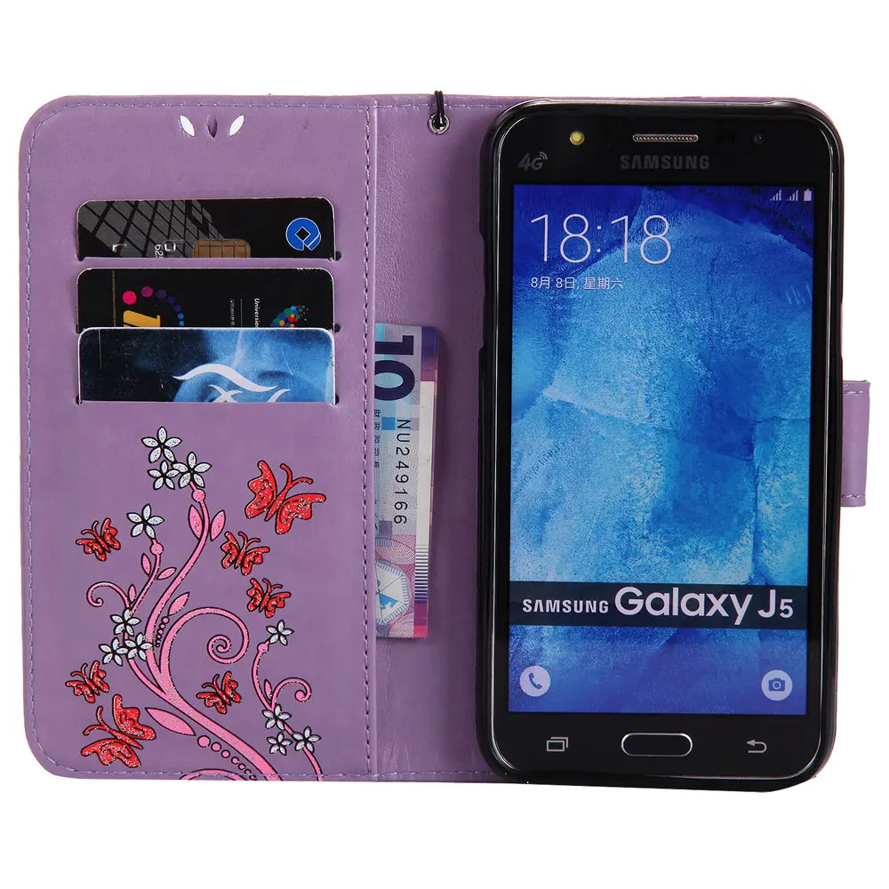 Чехол бабочка для Samsung Galaxy J5 J 5 2015 J500F J500H/DS цветочный кожаный флип чехол кошелек
