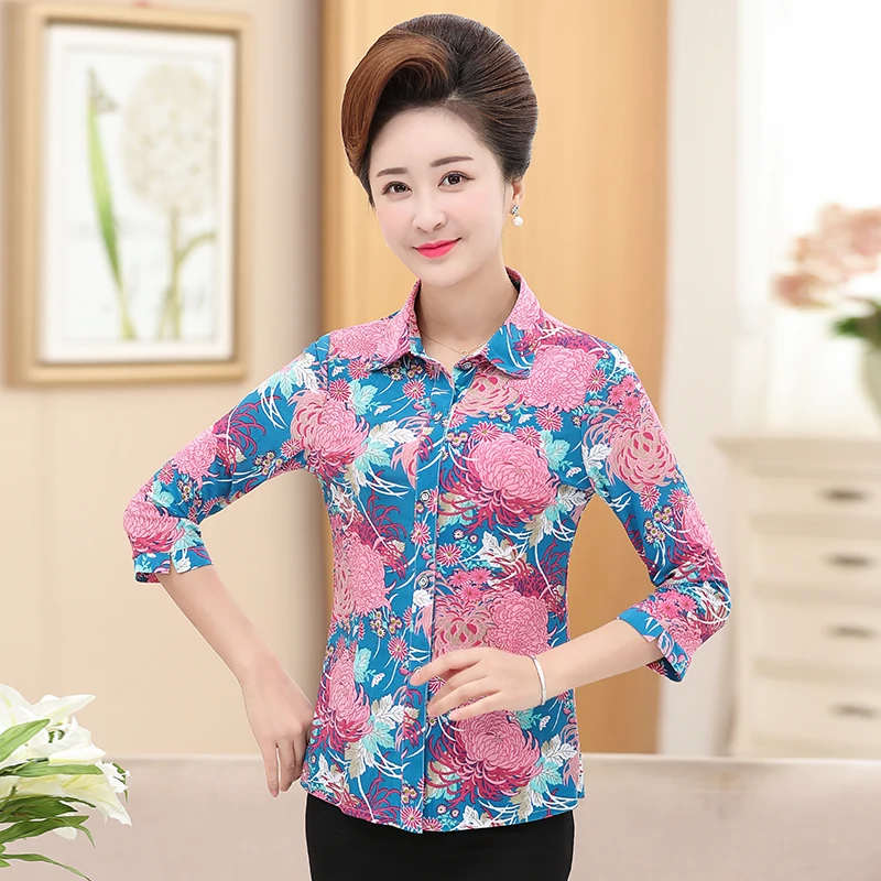 Женская блузка с шелковым принтом Повседневная летняя Свободная рубашка
