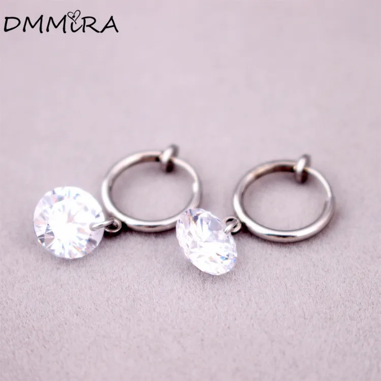 

Серьги-кольца мужские из нержавеющей стали, модные ювелирные украшения в стиле панк с круглыми Фианитами, без пирсинга, цветные