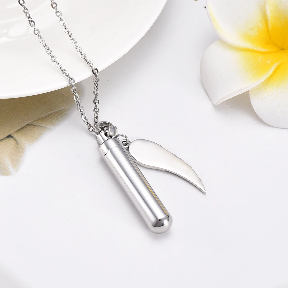Stainless Steel Charm Cremation Urn Necklace Memorial Keepsake Ash Holder Cylinder Jewelry Funeral Pendant Bar | Украшения и