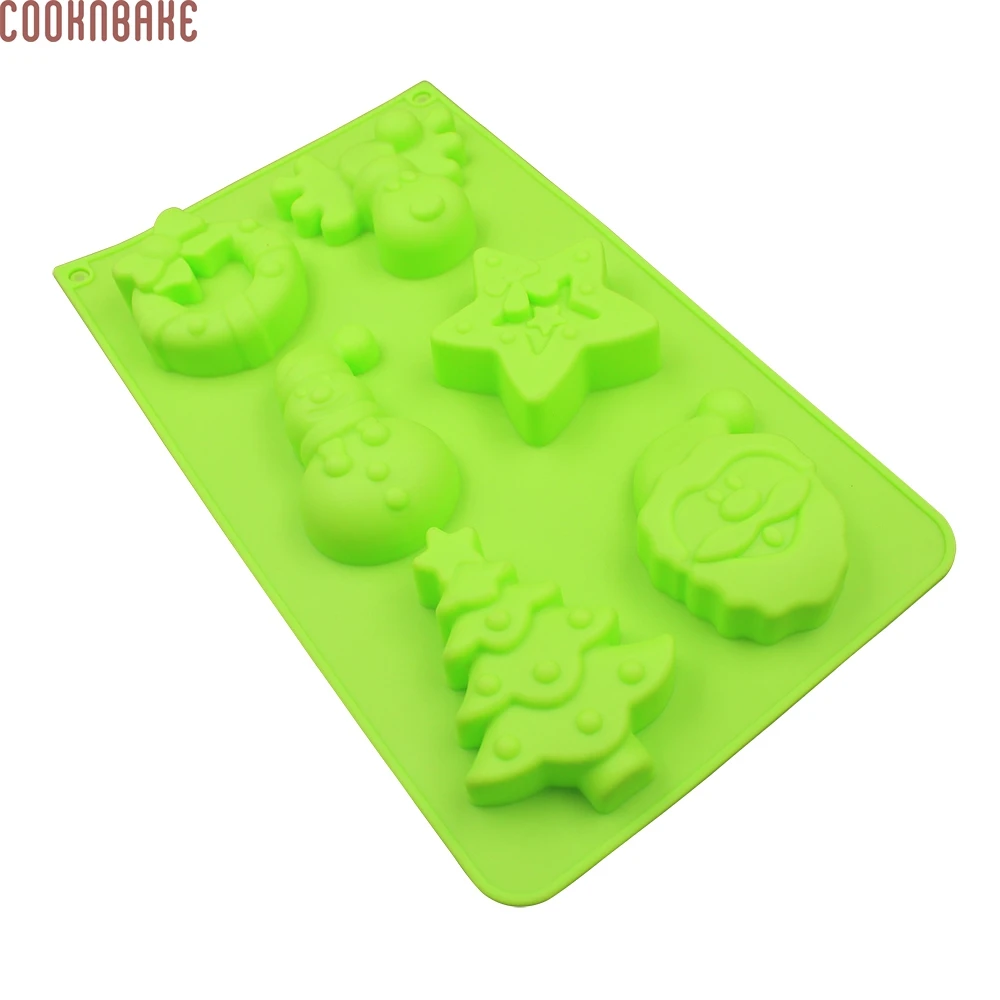 COOKNBAKE формы для выпечки Рождественская Силиконовая Форма Мыла 6 полости конфеты шоколадной формы Санты дерева смолы гипса инструмент торт deocoration