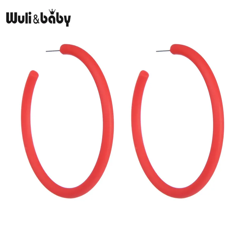 red Wuli& baby, красный, синий, белый цвет, серьги-кольца для женщин, Классические массивные большие круглые серьги - Окраска металла: red
