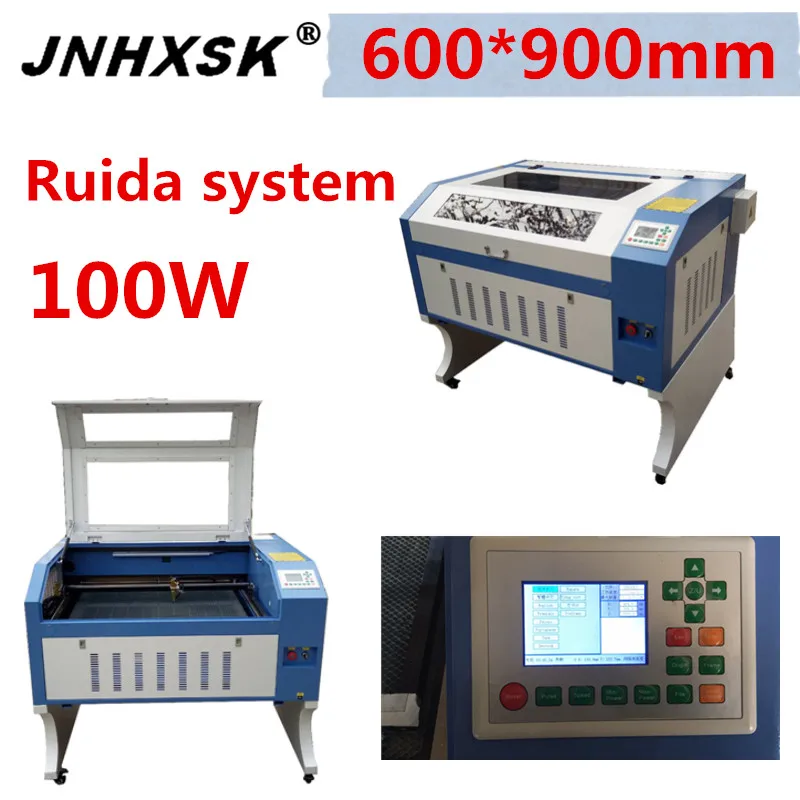 Лазерный гравировальный станок JNHXSK 600*900 мм 6090 9060 с системой управления Ruida 100 Вт