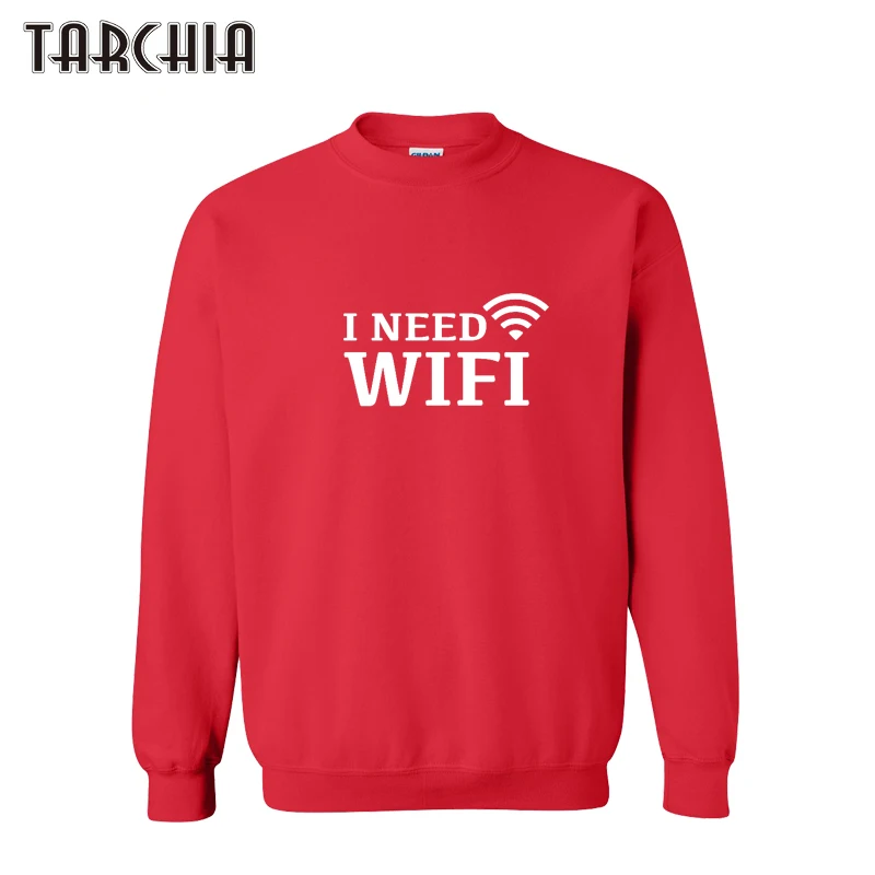 

TARCHIA Men Hoodies I NEED WIFI Letter Printd Long Sleeve Brand-Clothing Mens Hoodies And Sweatshirts Fashion Sportwear Tops