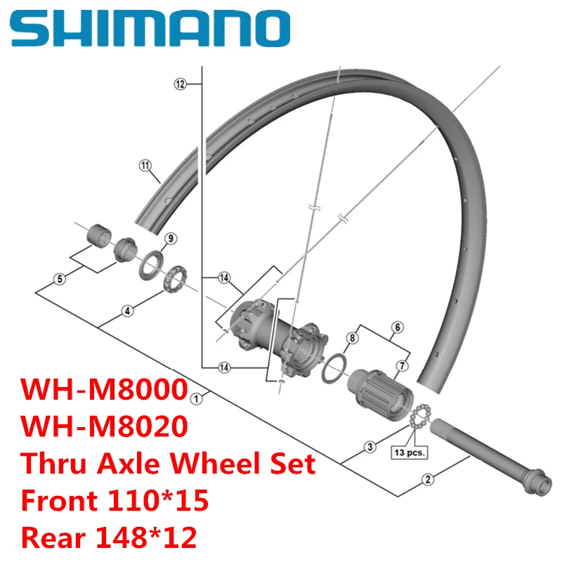 Shimano WH M8000 через ось колеса Набор XT M8020 F 15 110*15 R 12 148*12 мм ступицы конус|Велосипедные