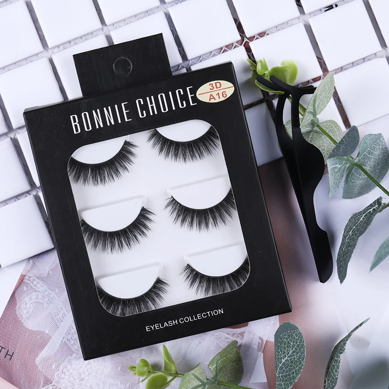 Накладные 3D ресницы BONNIE CHOICE 3 пары многоразовые натуральные ручной работы