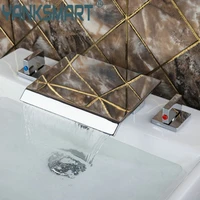 waterfall spout bathroom bathtub faucets tub filler with handshower chrome 27a deck shower bathroom brass faucetmixers taps