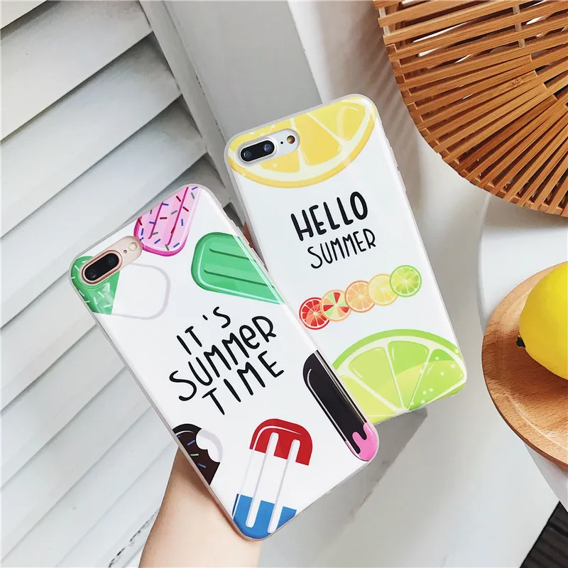 Netarlier New Case For iPhone 7 Plus 8 Cartoon Fruit series Back Cover 5.5 inch Protective Silicon Soft IMD Phone |
