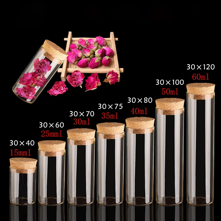 

30ml 20pc 70*30mm Transparent cylindrical glass bottle / cork Wishing drifting bottles / sample vials