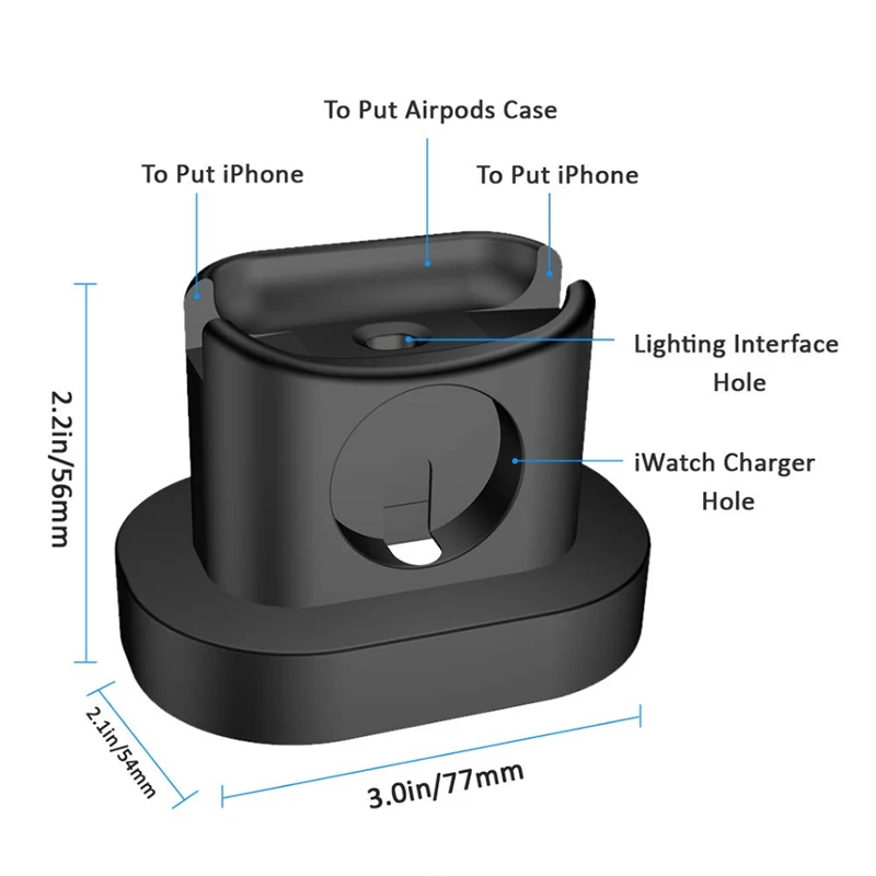 Fivetech 3 в 1 держатель для телефона для AirPods Apple Watch Подставка для зарядки мягкий силиконовый держатель для iPhone/Apple Watch/AirPods подставка для телефона