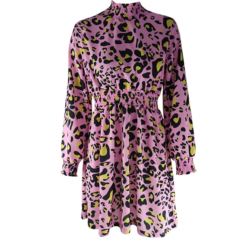 Лидер продаж 2009 модные разноцветные шифоновые платья с леопардовым воротником и