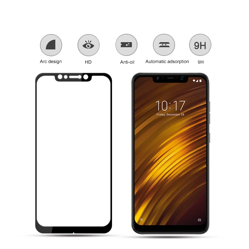 KIYLCZXYCM Для Сяо mi Pocophone жесткий диск 2.5D 9h Arc край Полный Экран протектор Закаленное