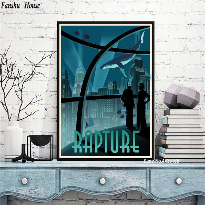 Плакат Bioshock Rapture киноплакаты и принты для видеоигр Картина на холсте Настенная