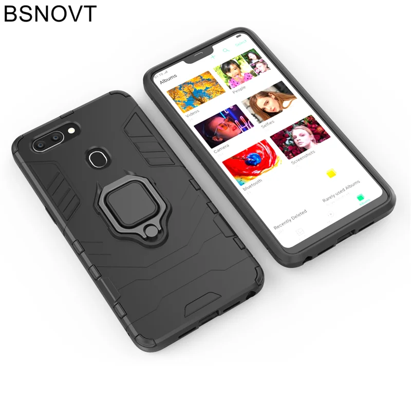 BSNOVT OPPO R15 Shockproof Cover Finger Ring Magnetic Holder Soft TPU Back Case For Phone Bumper 6.28&quot |