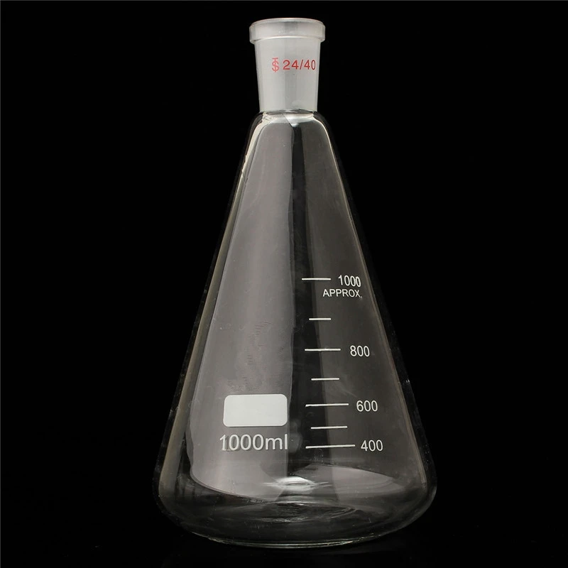 Лучшая акция стеклянная колба Erlenmeyer 24/40 1000 мл/1 л коническая бутылка стеклянные