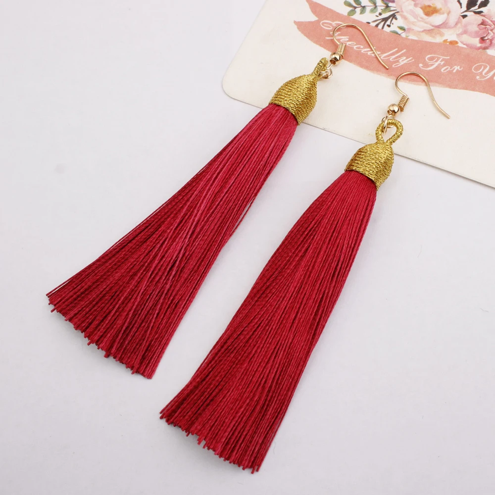 Женские длинные висячие серьги с бахромой Boho винтажные массивные ювелирные
