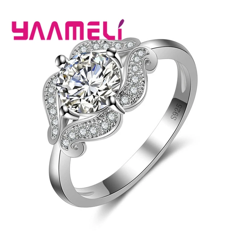 Vintage Folk Style 925 Sterling Silver Ring Wave Shape Multi-Color Sparkling Wedding Vows Party Little Girl Adult Gift | Украшения и