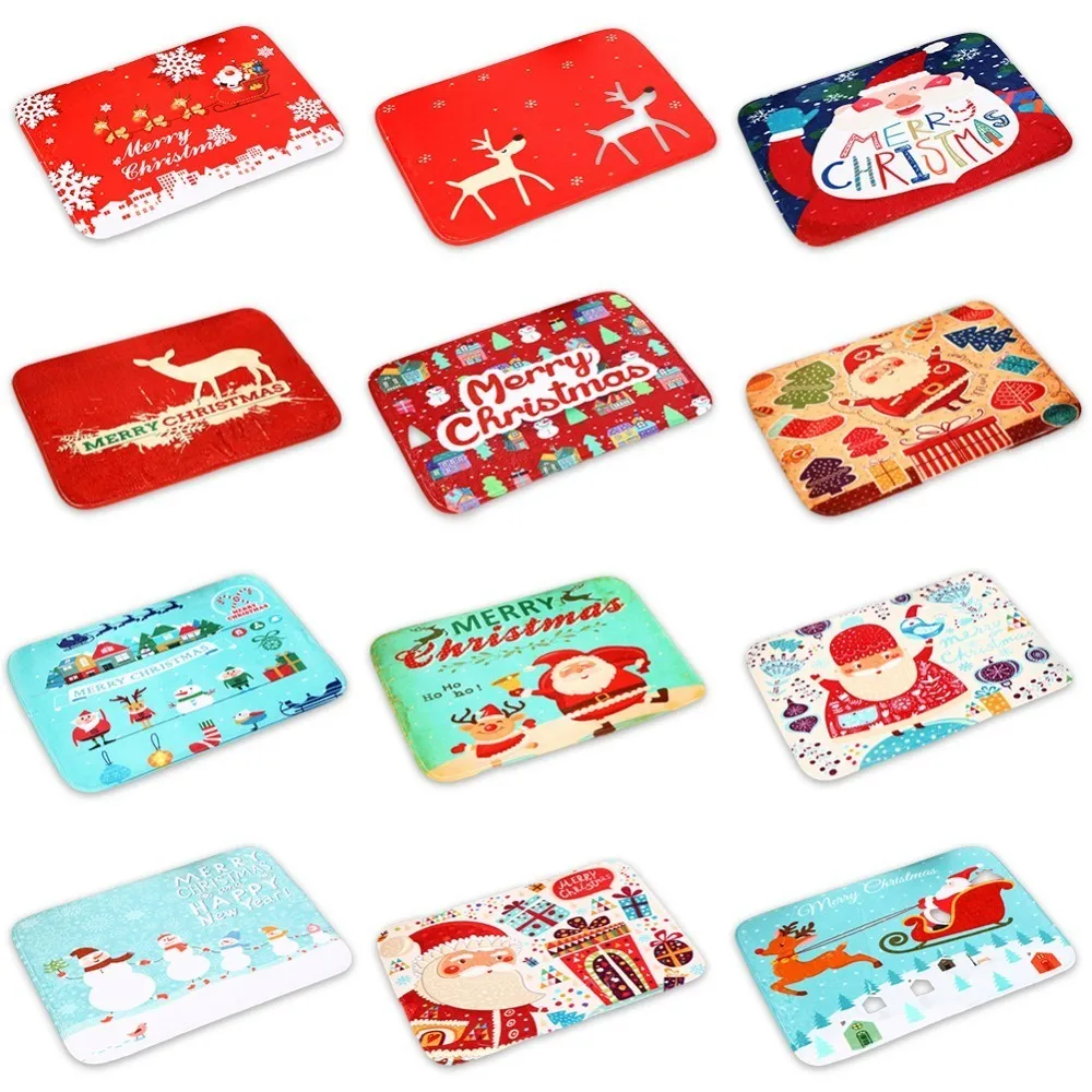 Merry Christmas Door Mat Santa Claus Flannel Outdoor Carpet Decorations For Home Xmas Party mat | Дом и сад