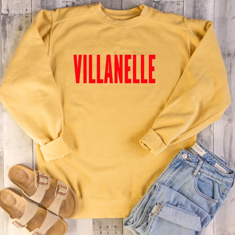 Villanelle Толстовка Killing Eve Женский пуловер худи Харадзюку уличная круглый вырез, длинный рукав топы Плюс Размер Прямая