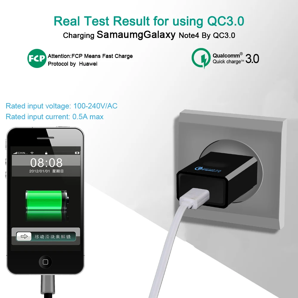 Зарядное устройство DCAE быстрой зарядки 3 0 USB быстрое зарядное QC совместимое 2 для