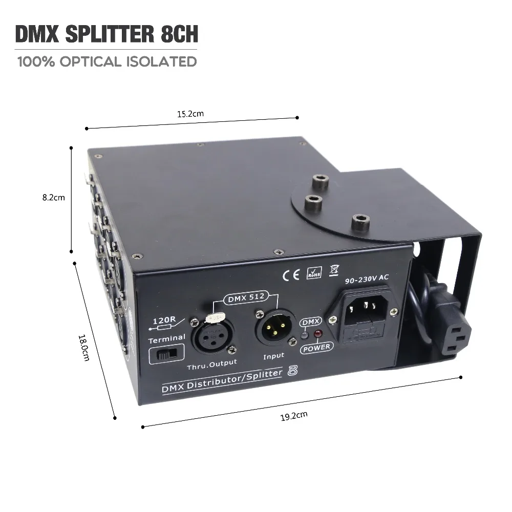 Сплиттер Dmx 8 Way Dmx512 сплиттер контроллера и крюк для сценического освещения|Эффект