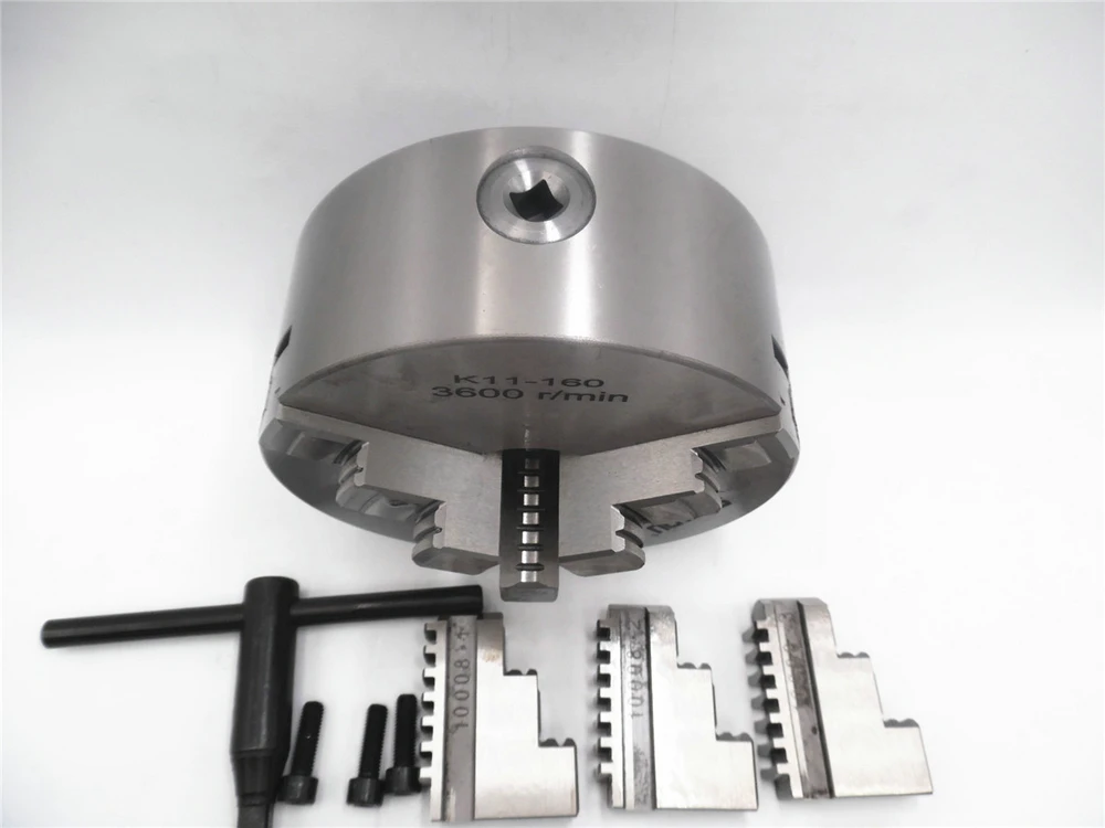 3 кулачковый токарный патрон Самоцентрирующийся " K11-160 K11 160 закаленная сталь для сверлильного фрезерного станка с гаечным ключом и винтами