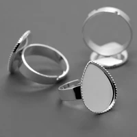 10pcs wholesale silver plated ring setting base jewelry findings with inner 1318mm tray for glass cabochonsdomes