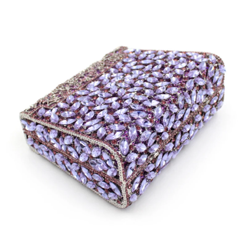 Вечерние сумки-клатчи с фиолетовыми кристаллами женские клатчи роскошные стразы