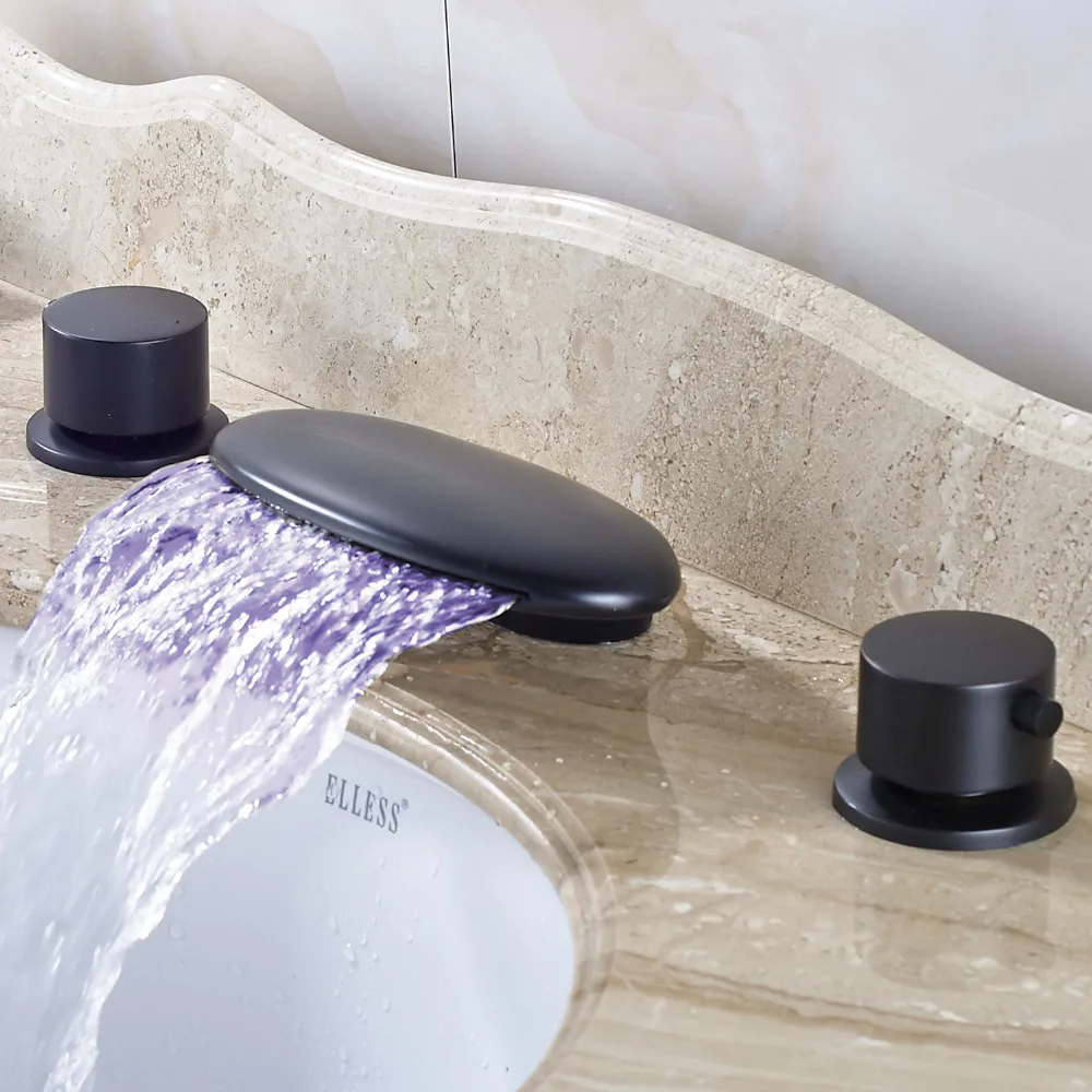 Deck Mounted LED Colors Bathroom Sink Faucet Oil Rubbed Bronze Mixer Tap | Обустройство дома
