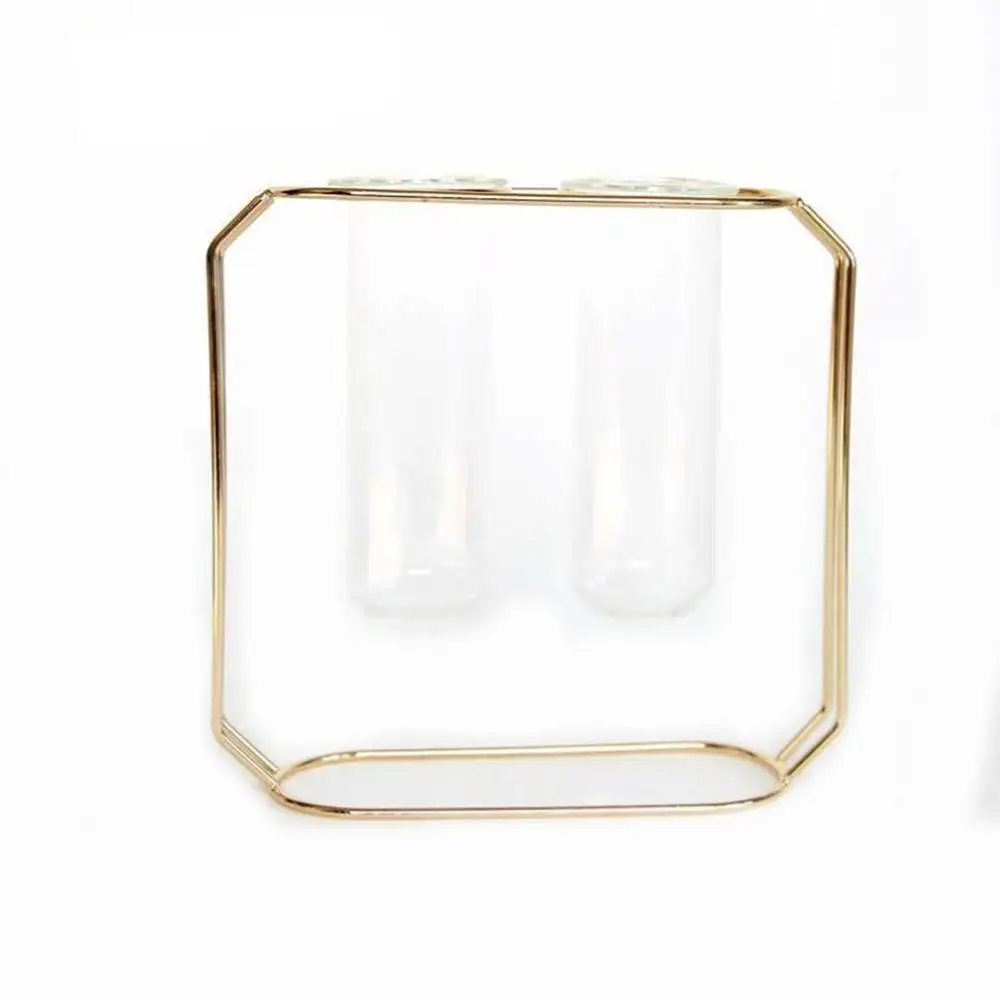 6 Metal Shelf Glass Vase Hydroponic Glass Pots Flower Vase Decorative Pots Planters Tube Vase - Цвет: 6