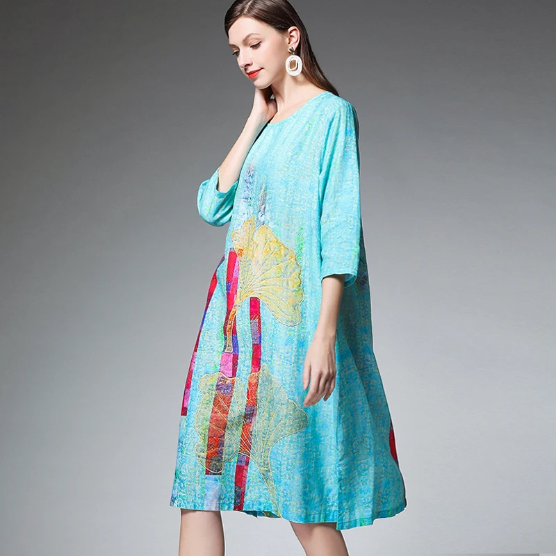 Женское летнее платье вечерние элегантные 2019 очень большие синие с цветочным