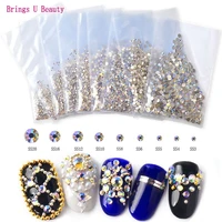 1440pcs bag crystal ab round flatback rhinestones glass charms diamantes gems stones diy 3d sparkleshine nail art decoration