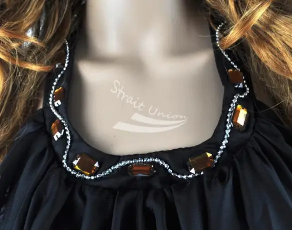 lady's Fashion Backless Jewel Halter Mini Chiffon Dress Black free shipping 2000 | Женская одежда