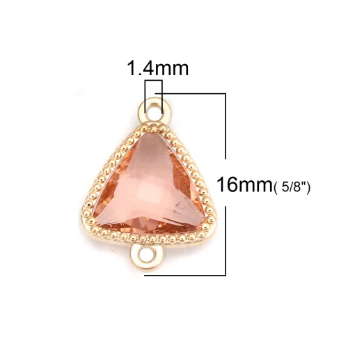 DoreenBeads медные и стеклянные соединители треугольные золотистые цветные граненые шармы 16 мм(5/") x 12 мм(4/8"), 5 шт - Цвет: 5