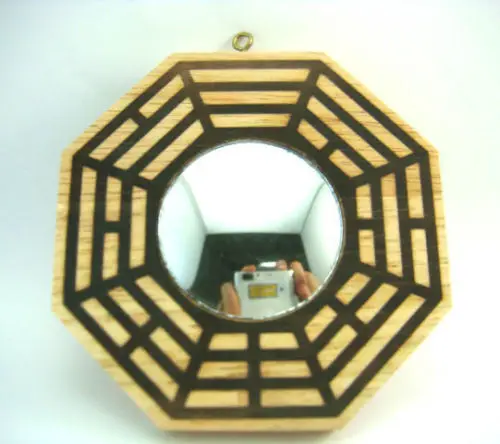 

Feng Shui Convex Peach Wood Bagua Mirror Pakua 4 Inch